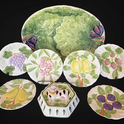 Vintage 1987 Fruit Du Jour by Shafford Majolica Plates & More