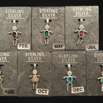 Sterling Silver Birthstone Charms/Pendants (11.4g)