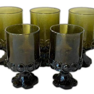 Tiffin Franciscan Madeira Olive Green Footed Goblets