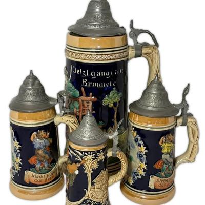 German Lidded Beer Steins