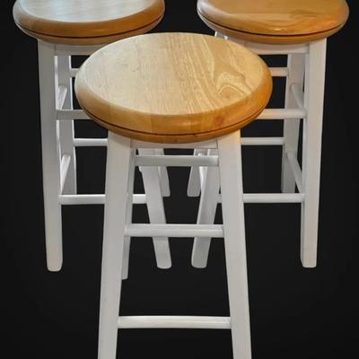 Three Wooden Bar Stools