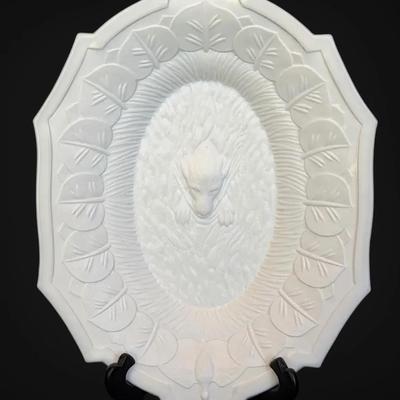Antique White Milk Glass Atterbury & Co. "Retriever" Platter
