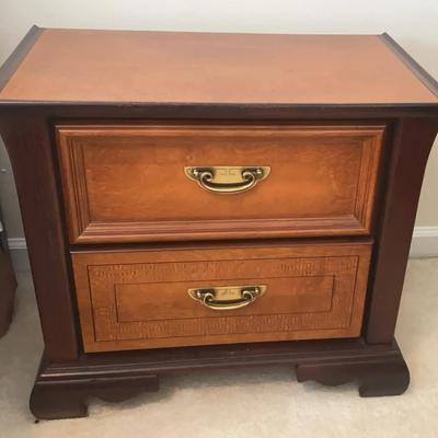 Asian-Style Birch Nightstand with Brass-Toned Pulls