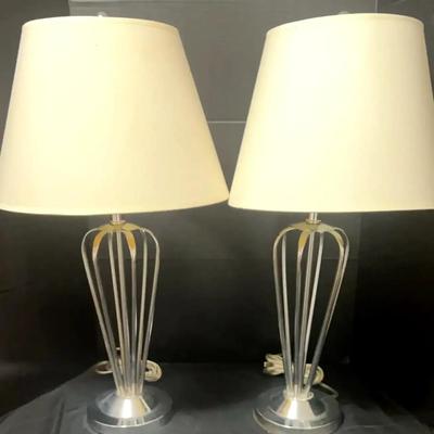 Set of Two Modern Wire-Frame Table Lamps