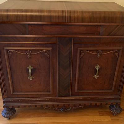 Vintage Wood Sideboard Cabinet with Ornate Carvings