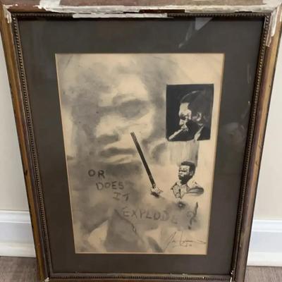 Framed Drawing Featuring Historical Figures