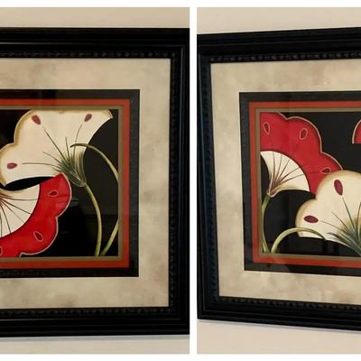 Pair of Framed Floral Wall Art Prints