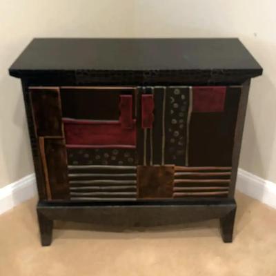 Geometric Crocodile-Pattern Accent Cabinet
