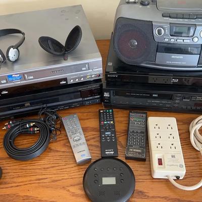 Electronics Collection Featuring Samsung DVD/VCR Combo, Sony CD Changer & Blu-Ray Player