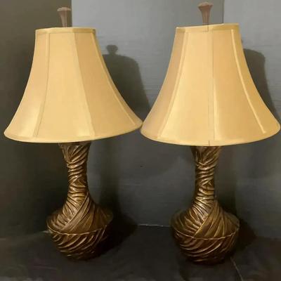 Pair Of Lamps With Silk Like Shades 