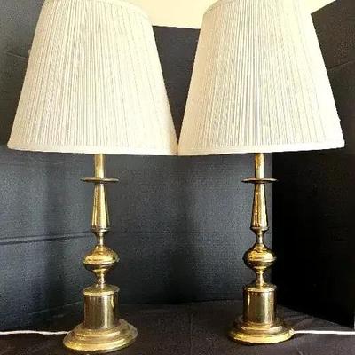 Pair of Brass-Style Table Lamps