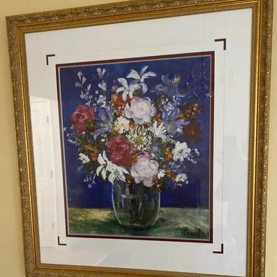 Large Framed Floral Artwork Featuring Pascal