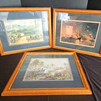 Ashfield Art Prints with Matted Background & Gold-Trimmed Frames