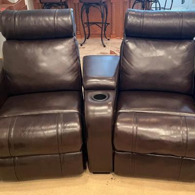 Brown Dual Reclining Theater-Style Seating with Cupholders (Set 2 of 2)