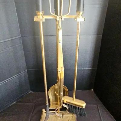 Fireplace Tool Set with Brass-Like Finish