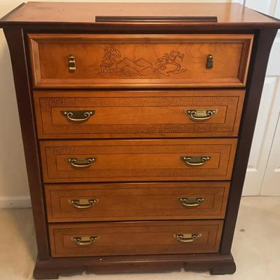 Asian-Inspired Birch Chest of Drawers with Brass Pulls – Made in Dublin, GA