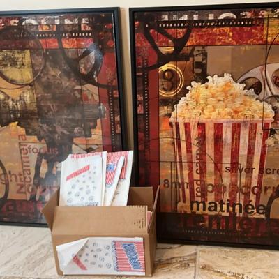 Movie Room Wall Art Pair With Popcorn Bags