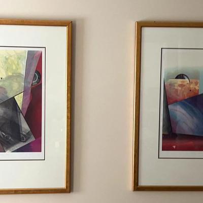 Pair of Signed Art Prints “Passing Townscape”