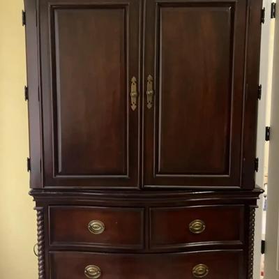 Elegant Wooden TV Armoire with Four Drawers