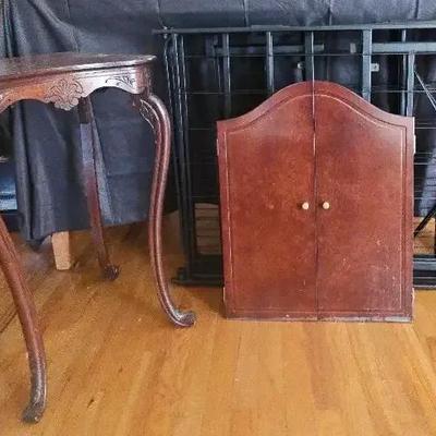 Accent Table, Cot Frame & Dartboard Cabinet