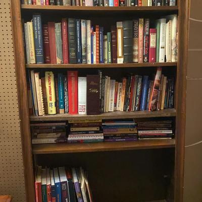 Vintage Dark Brown Wooden Bookshelf with Book Collection