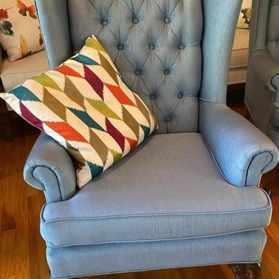 Tufted Blue Wingback Chair #2
