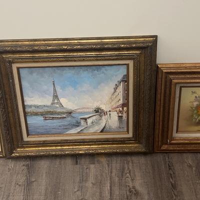 Framed Art Collection – Eiffel Tower & Floral Scenes, Set of 3