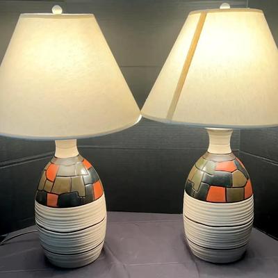 Set of 2 Mosaic-Style Table Lamps