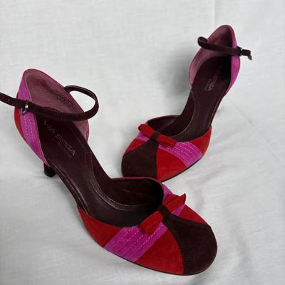 Vintage Via Spiga Suede Multi Color Purple Heels