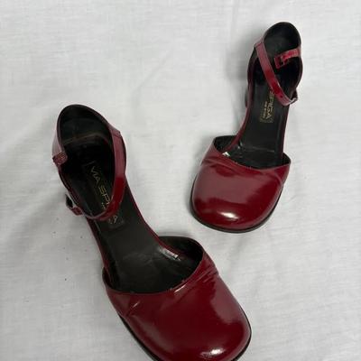 Vintage Via Spiga Bordeaux Leather Mary Janes 