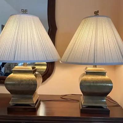 Vintage Brass Asian Table Lamps 