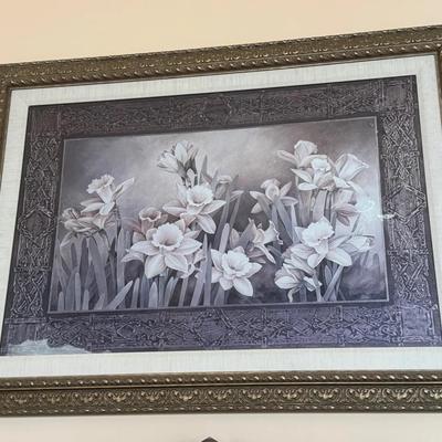 Large Framed Art Featuring Lillies by Linda Thompson 