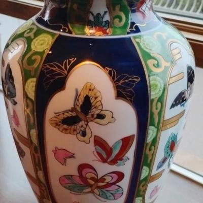 Beautiful Butterfly Japanese Ceramic Vase