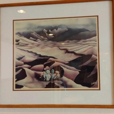 “Sand Dunes” Framed Watercolor - Artist Signed Livdah 