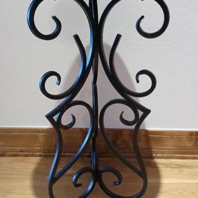 Round Metal Side Table with Marble Top