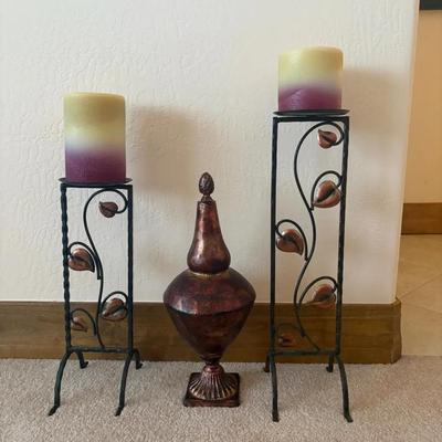 Decorative Metallic Candle and Vase Set 