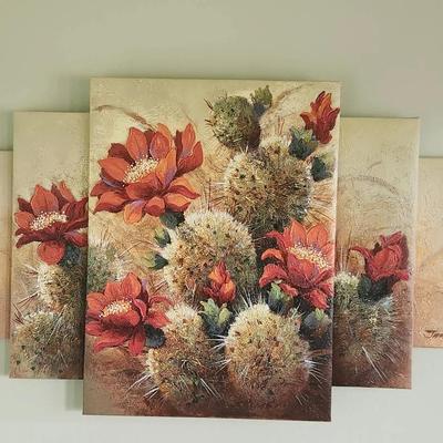 Original Cactus/Floral Art On Canvas Signed by Artist - James Lee