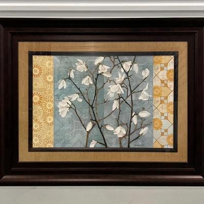 Tangletown Fine Art Patterned Magnolia Branch Framed Art Print
