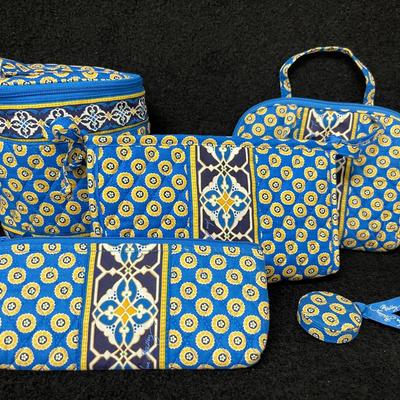 “Vera Bradley” Riviera Blue Five-piece Cosmetic Set
