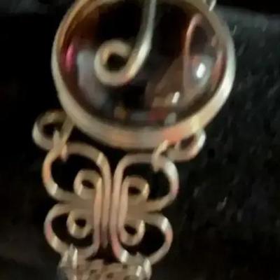 Silver Tone Bracelet with Amber Stone