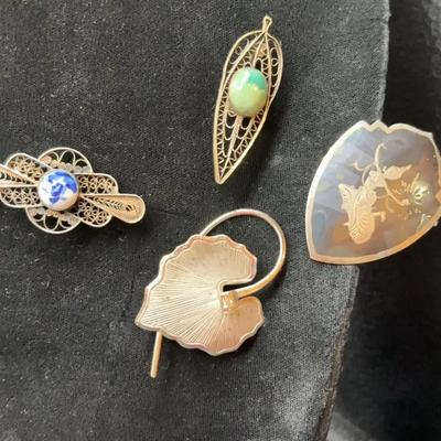 Sterling Pins And Scarf Clip