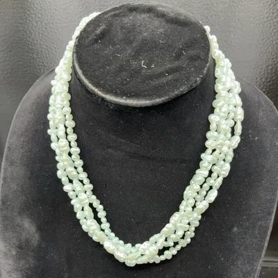 Multi Strand Faux Blue Pearls