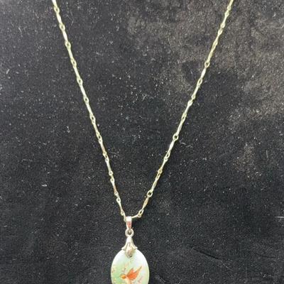 Hummingbird  Silvertone Necklace