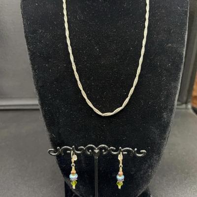 Sterling Necklace And Earrings 