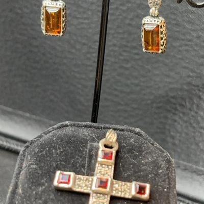 Sterling  Silver Jewelry  With  Amber Stones 