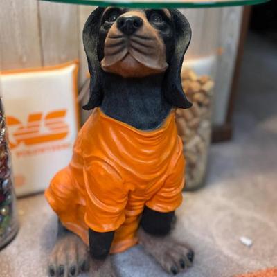 UT Vols mascot "Smoky" Glass top table 
