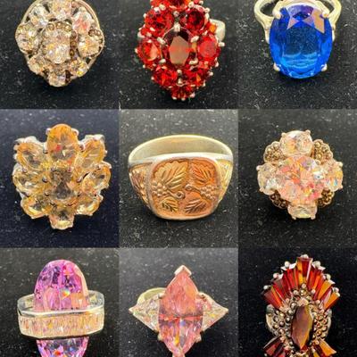 9 Vintage Sterling Rings - Lot "A"