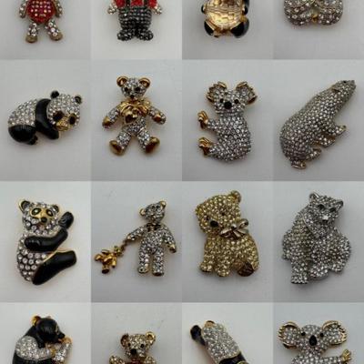 Batch of Bears -Vintage & Not - Sparkly Costume Jewelry