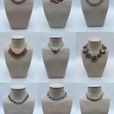 9 Necklaces - Vintage & Not - Sparkly Costume Jewelry