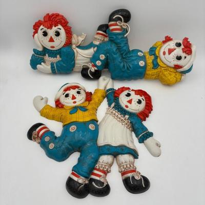 Vintage 1970s  Large Raggedy Ann & Andy Wall Decorations